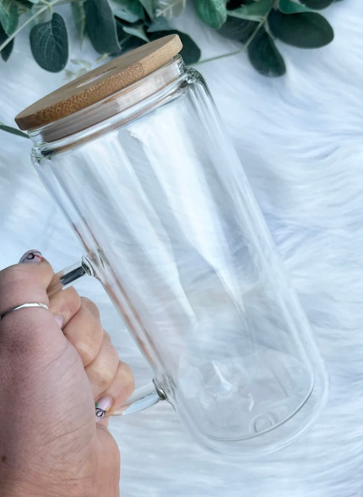 15oz Glass Tumble With Handle Upgrade